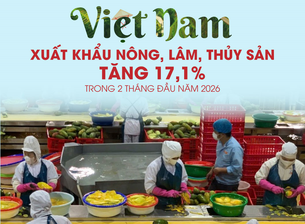 Xuất khẩu nông, lâm, thủy sản tăng 17,1% trong 2 tháng đầu năm 2026